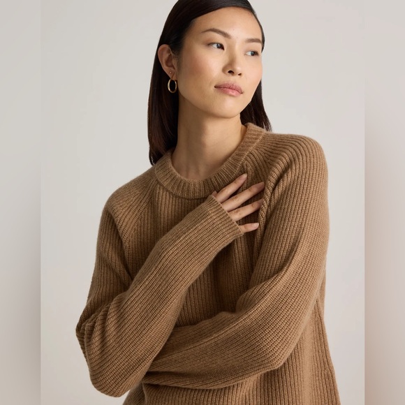 Quince Mongolian Cashmere Fisherman Crewneck Sweater / Teak / M - Picture 2 of 16